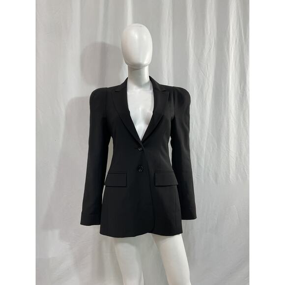 Tibi 'Recycled' Black Tropical Wool Sculpted Blazer Size 0 - Picture 2 of 5